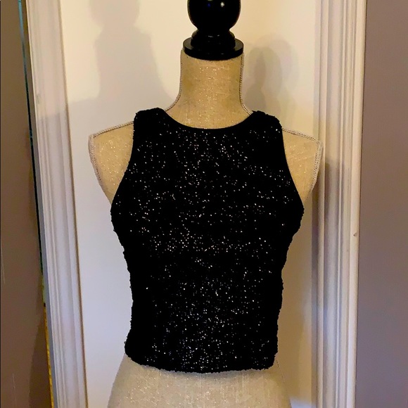 H&M Medium black sequins crop top - Picture 2 of 5